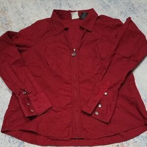 Harley-Davidson Women's Deep Red Button-Front Shirt